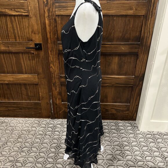 Evan Picone Dress 10 Black V-Neck Ruffles Vintage Evening Date Classy - Picture 7 of 12